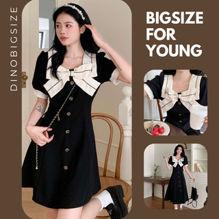 - váy bigsize váy liền cổ vuông bigsize phối màu đen trắng vibe tiểu thư - dino