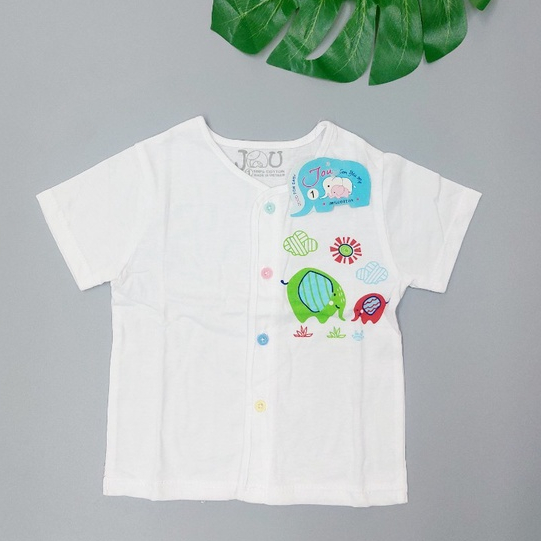 Áo Sơ Sinh Jou, Áo Tim Jou Tay Ngắn Cúc Giữa 100% Cotton Cho Bé Từ Sơ Sinh - 10 Kg