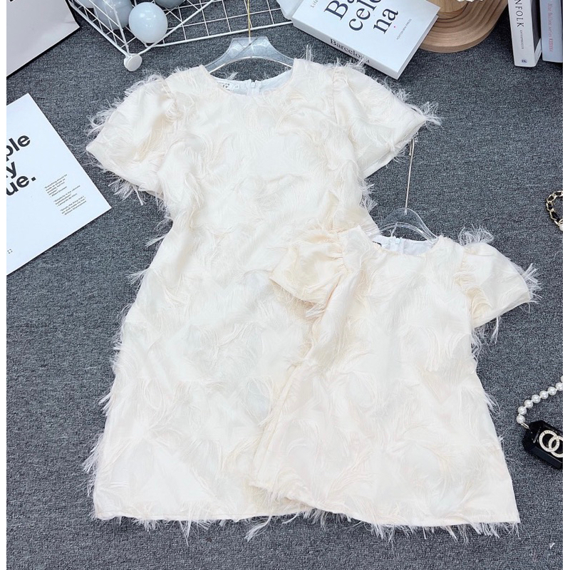 Váy ren lông tiểu thư cho mẹ và bé V0093