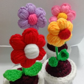 CHẬU HOA 6 CÁNH LEN HANDMADE