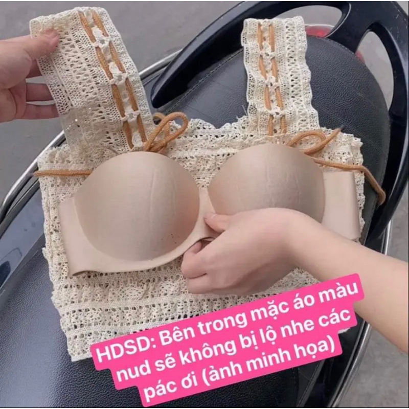 Áo hai dây ren đan dây nơ
