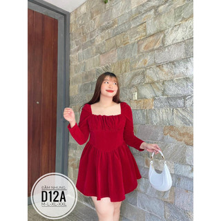 Đầm nhung cổ vuống D12A