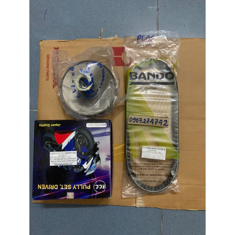 Full bộ nồi trước + sau + chân bu ly + dây curoa PCX/ Ab 125/ Clirk 125/SH mode/ Lead 125 + Vario zin hãng Honda