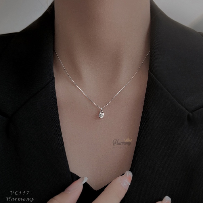 Dây chuyền nữ bạc mặt hình giọt lệ đính đá nhân tạo tear of love 2 | HARMONY ACCESSORIES VC117