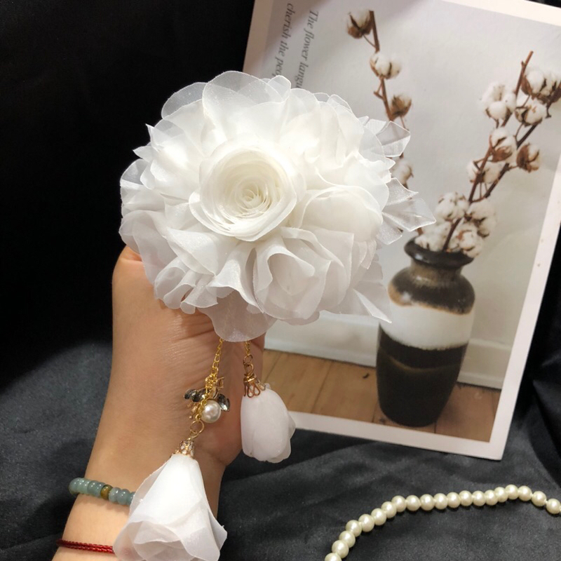 Hoa cài áo handmade cao cấp- Hoa cài váy đầm, dây treo hoa cách điệu- Màu nâu 10cm