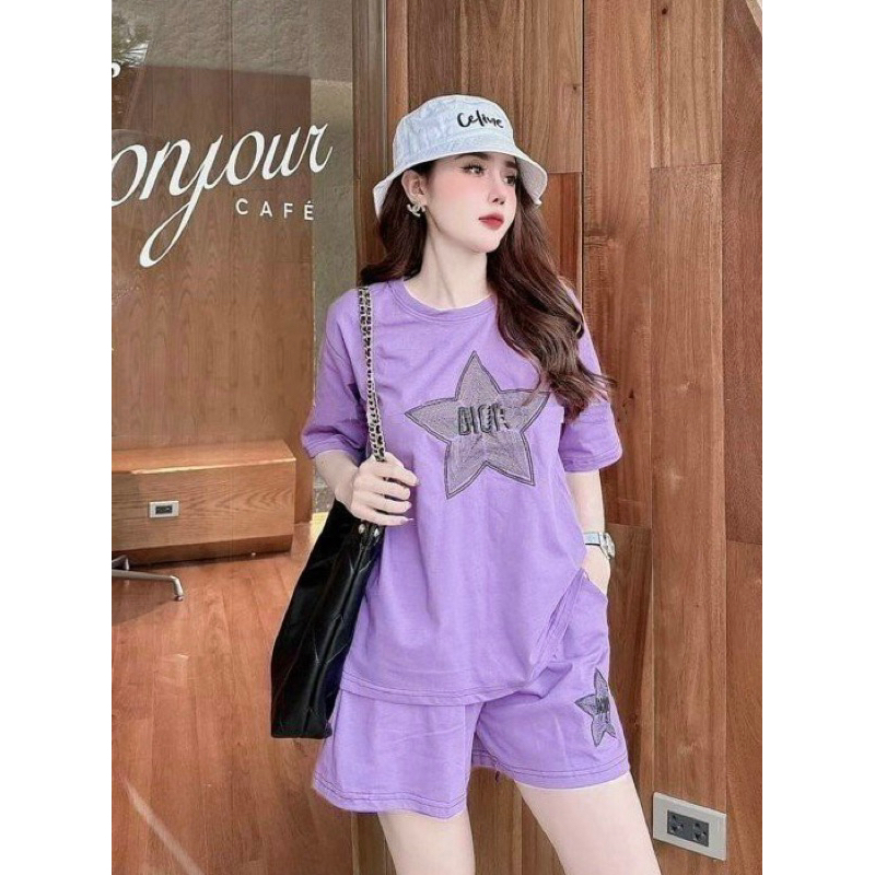 BỘ SHORT THUN COTTON MÙA HÈ ÁO THÊU KÈM ẢNH CHỤP THẬT