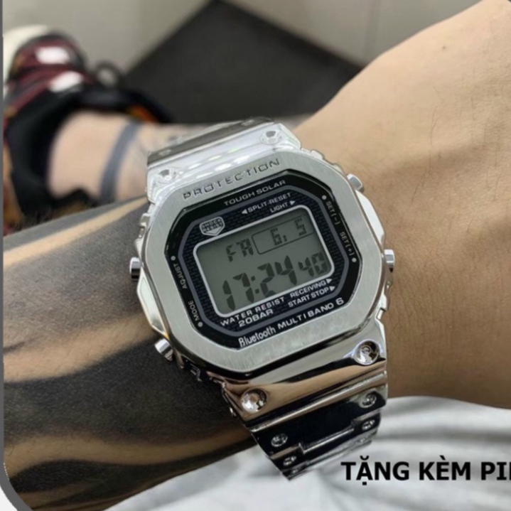 Đồng hồ nam vỏ thép G B5000 bạc, mạnh mẽ cá tính.