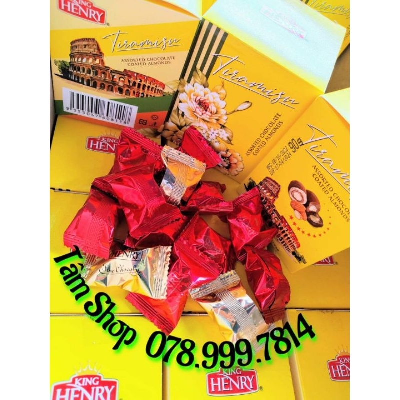 SOCOLA TIRAMISU HẠNH NHÂN KING HENRY MIX VỊ HỖN HỢP (HỘP 90G)