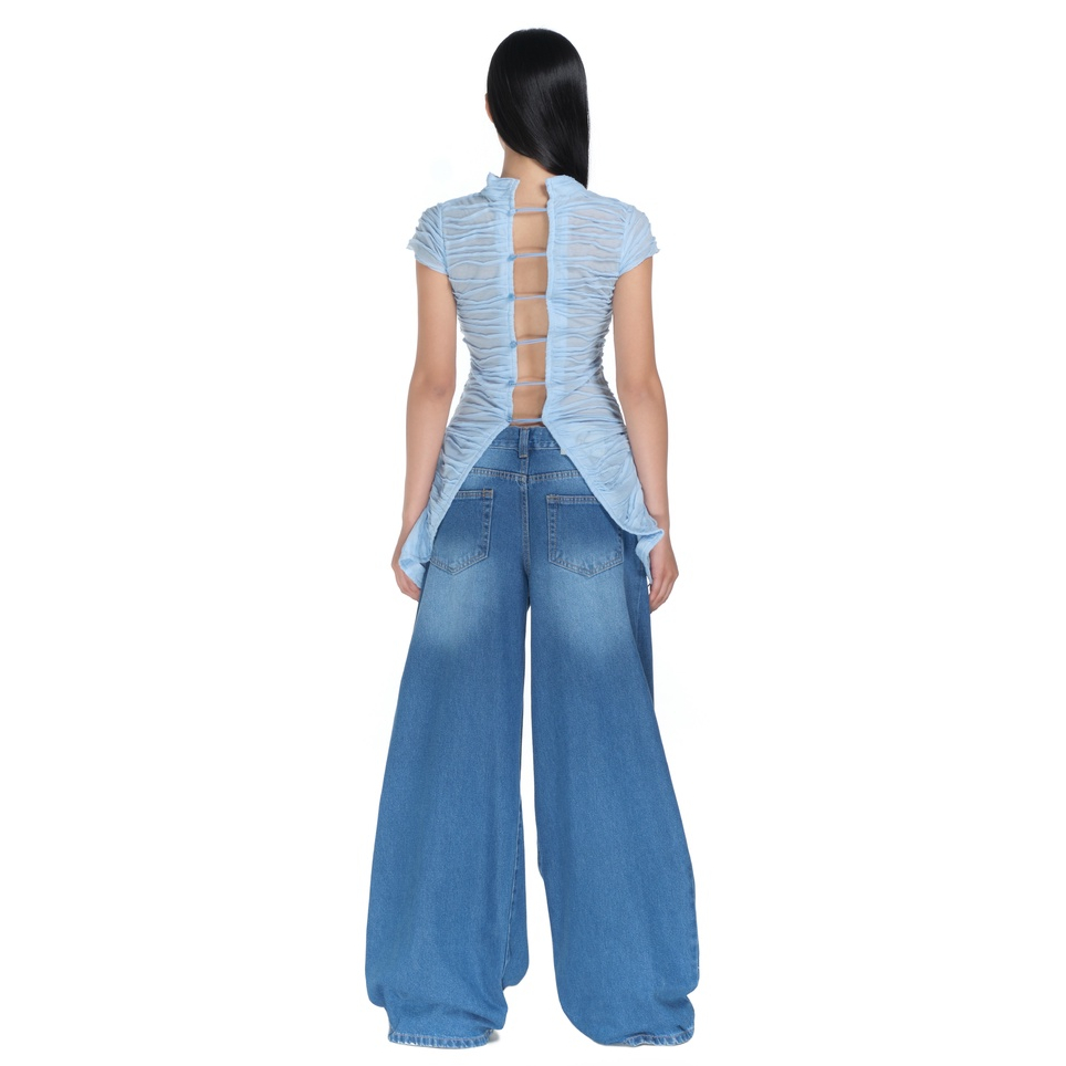 Áo cutout xanh dương HeartBurn