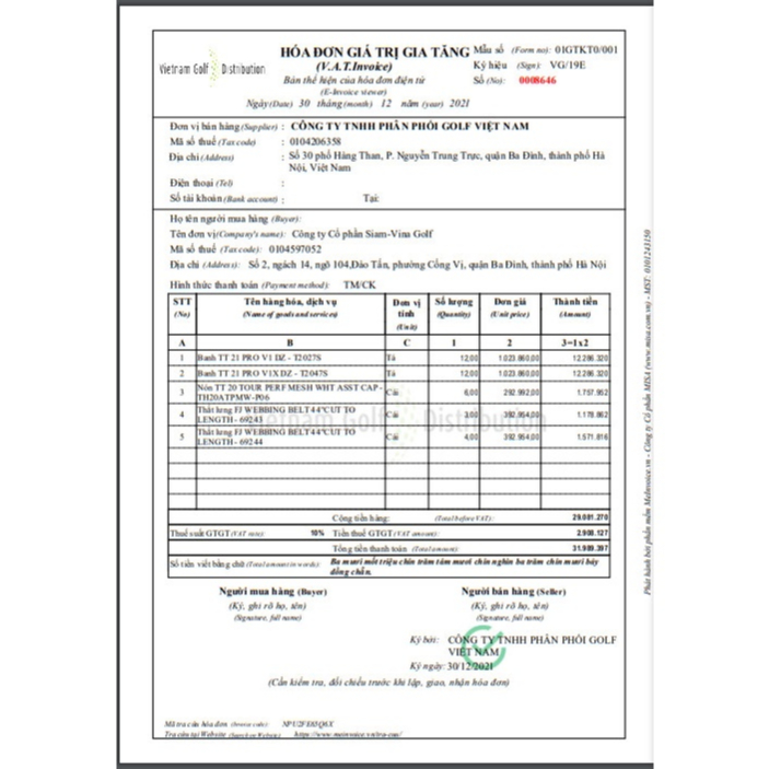 Thắt lưng golf Titleist Nam - Chất liệu da