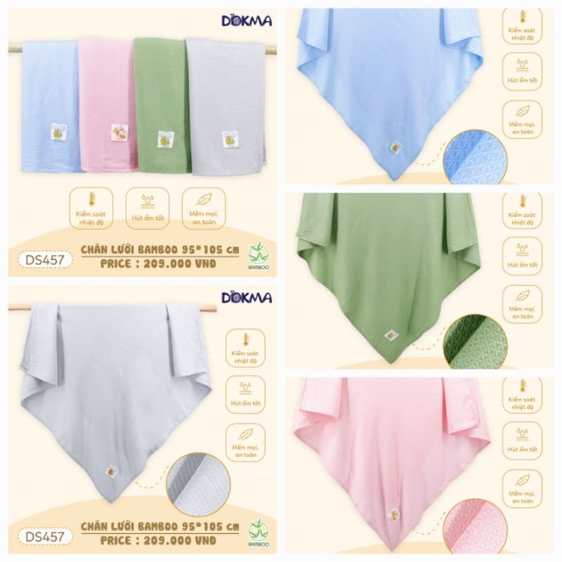 ( SIÊU HOT) CHĂN LƯỚI BAMBO 2 LỚP CHO BÉ DOKMA KÍCH CỠ 95×105cm