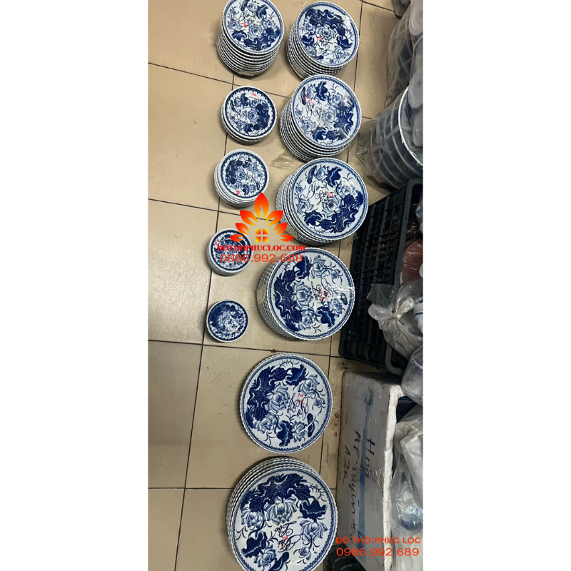 Đĩa thờ men lam 10,12,14,16