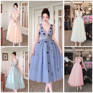 ĐẦM XOÈ LƯỚI ĐÍNH HOA 3D KẾT ĐÁ TẶNG KÈM HOA TAI THỜI TRANG