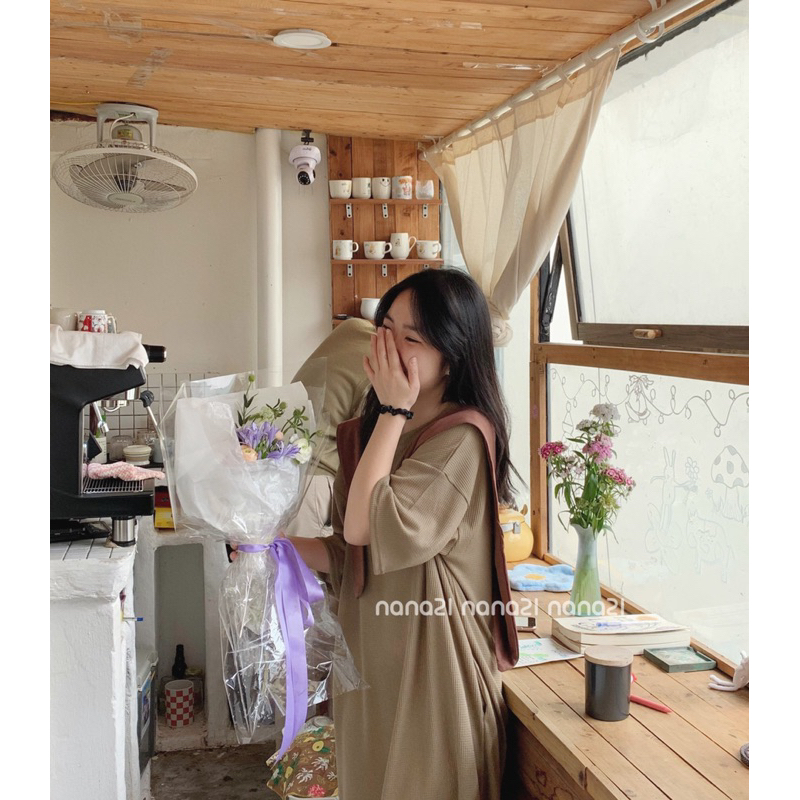 Váy thun trơn xuông dài kèm khăn Nana21 Nanastore21