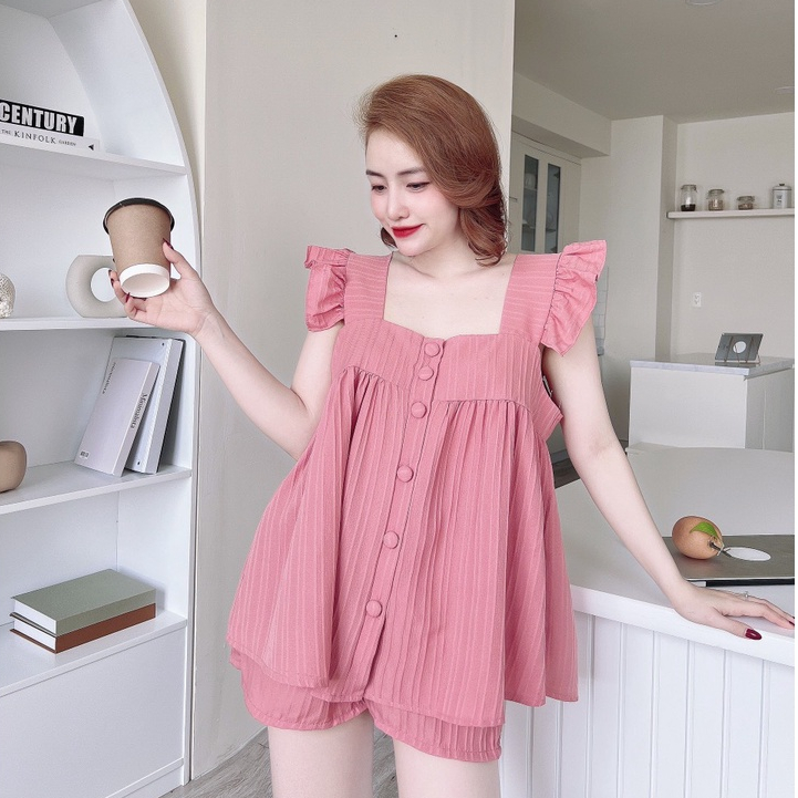 Bigsize Đồ Mặc Nhà Nữ SOJUN Đũi Cánh Tiên Size 55-65kg