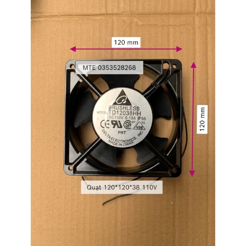 MTE - Quạt 110V - thông gió hút mùi tản nhiệt - quạt tủ điện Delta 120*120*38 mm