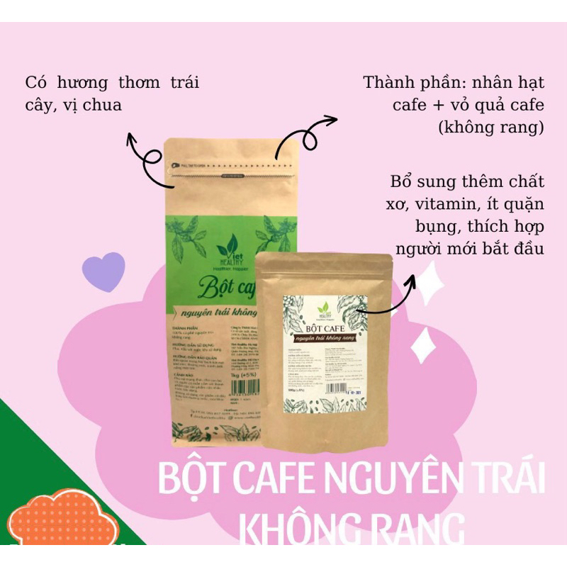 Bột cà phê enema Viet Healthy (nguyên trái không rang) thải độc đại tràng, coffee enema