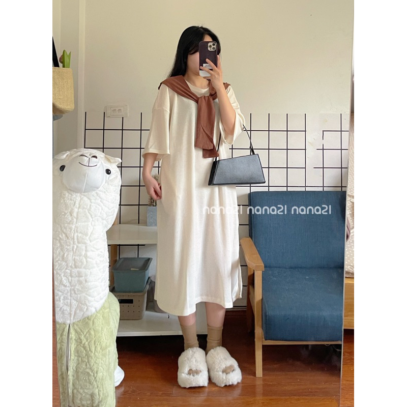 Váy thun trơn xuông dài kèm khăn Nana21 Nanastore21