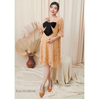 Đầm bầu sachimom - váy bầu dáng suông ren phối nơ jade dress