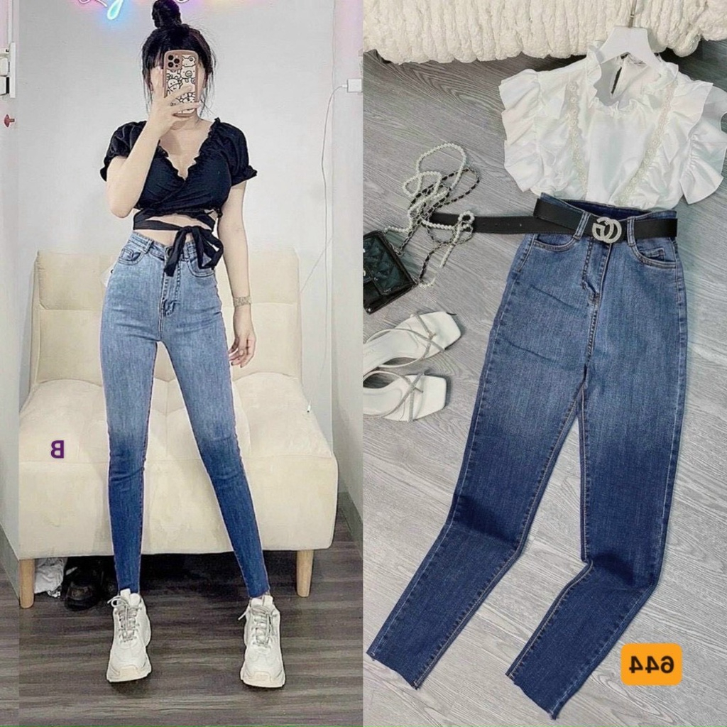Quần jean nữ lưng cao skinny ôm dáng, quần bò nữ co giãn mẫu mới thời trang cao cấp A-T Fashion - MQ644