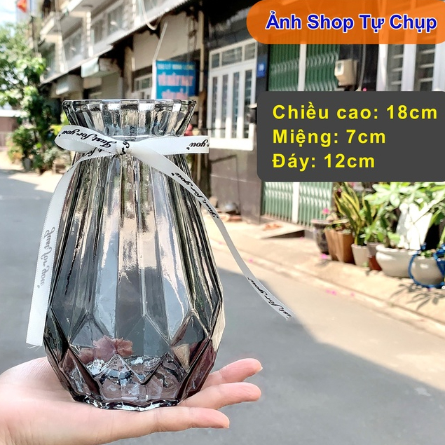 Lọ hoa, bình hoa thủy tinh TRUMPET 18-20CM , lọ hoa để bàn, lọ hoa trang trí QHOUSE