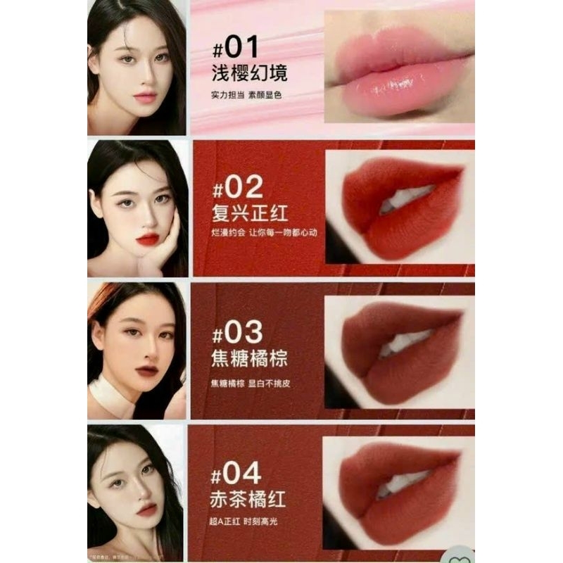 Set son túi hồng 4 son môi Hompar