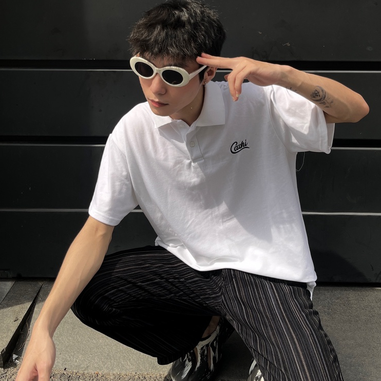 Áo Polo Cashi Unisex Nam Nữ Hợp Thời Trang, Form Rộng 100% Cotton, 2 Màu Trắng/Đen