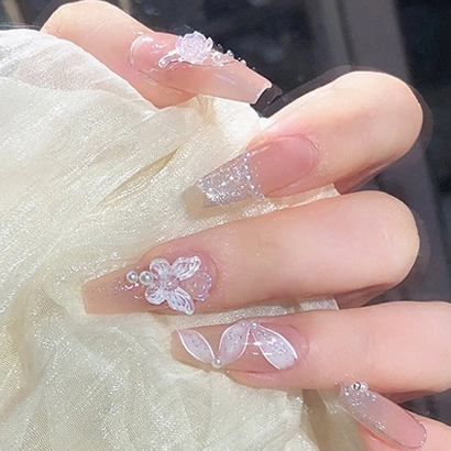 Móng Tay Giả Đính Đá 24 Móng Nail Box Đính Nơ Hottrend