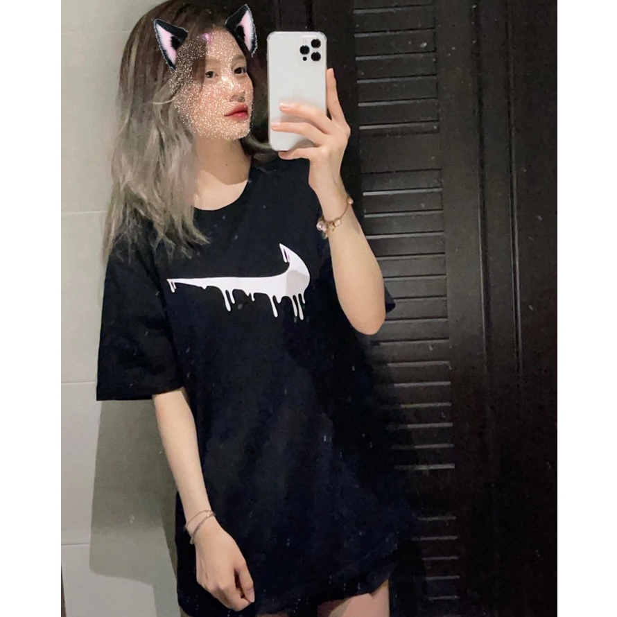 Áo Thun Ni,ke Custom Dấu Ni,ke Chảy Vải Cotton Dày Form Rộng