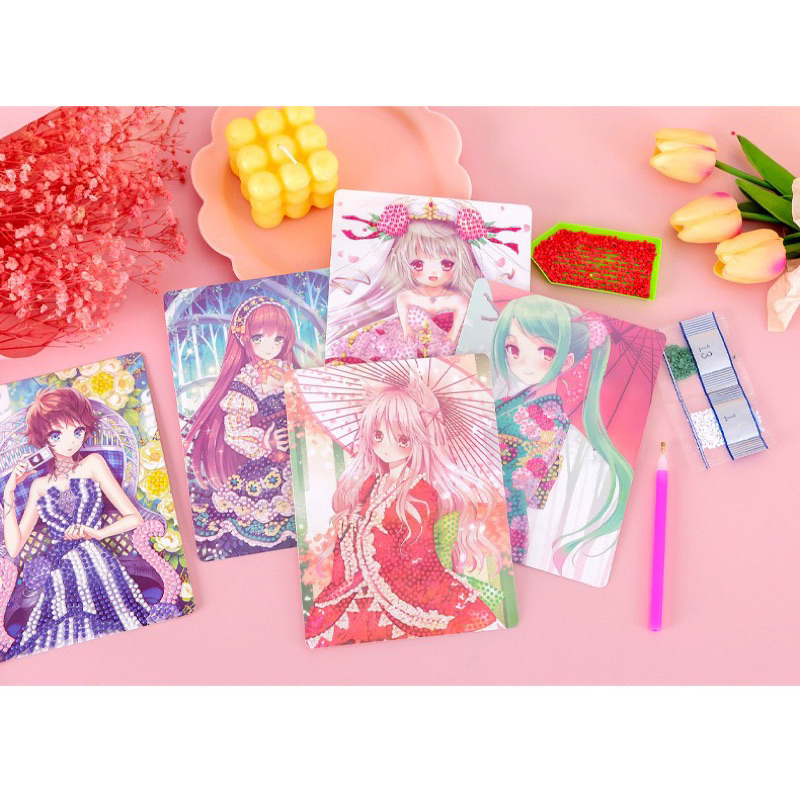 Tranh đính đá hình công chúa anime manga cho bé rèn luyện sự khéo léo.