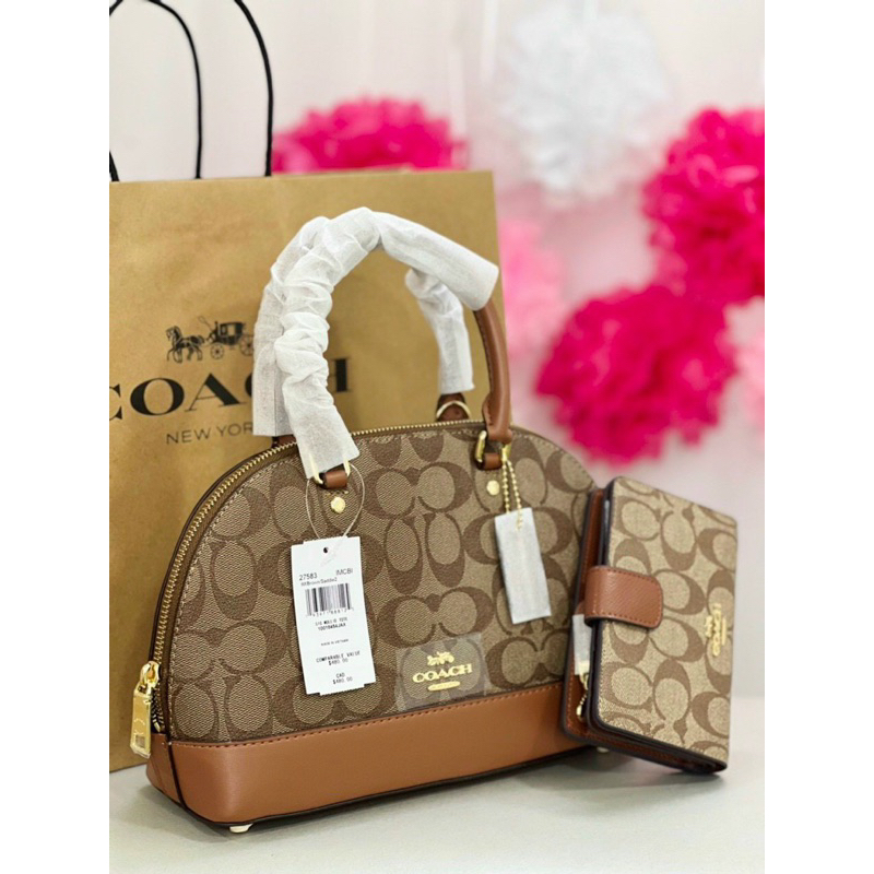 Túi xách Coach hến kèm ví đồng bộ
