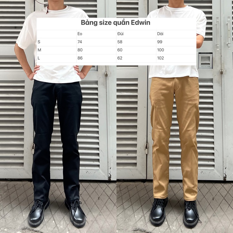Quần Kaki EdWjn hàng hãng form basic hơi loe
