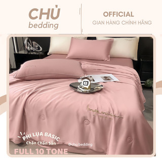 Full bộ chăn chần phi lụa đơn sắc - chù bedding