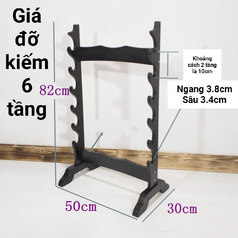 (B6) Giá trưng bày kiếm loại 6 tầng, giá đỡ kiếm nhật loại 6 cây trưng bày phong thủy