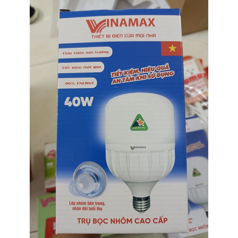 Bóng đèn Led buld trụ nhôm bọc nhựa Chính Hãng VINAMAXcông suất từ 5w-10w-15w-20w-30w-40w-50w-65w
