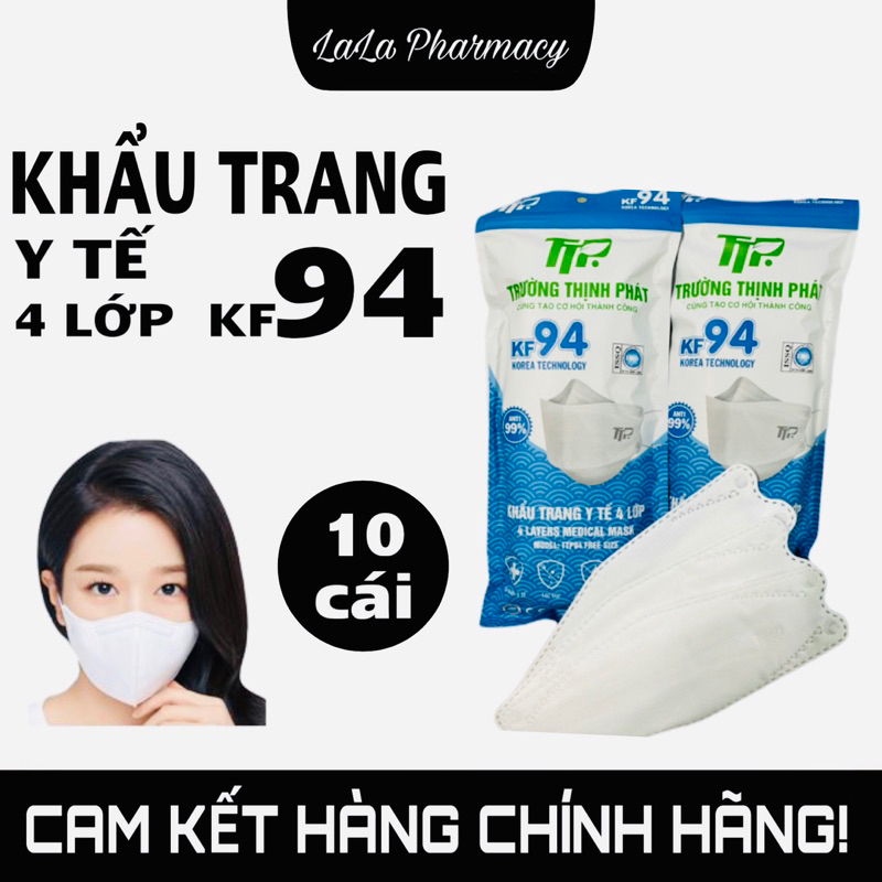 Khẩu trang y tế 4 lớp KF94 set 10 cái kháng khuẩn lọc bụi mịn