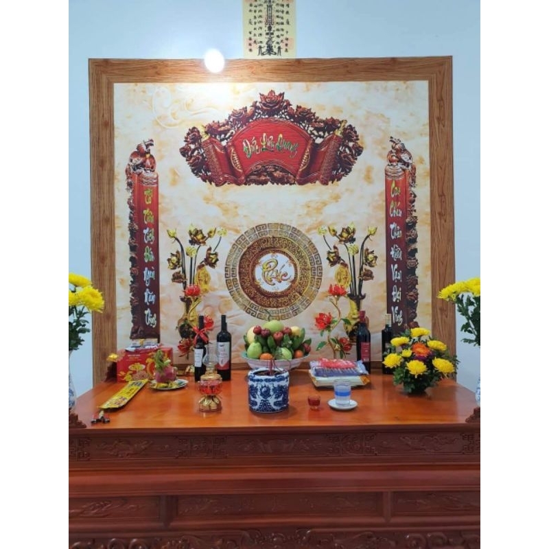 Tranh dán bàn thờ phòng thờ 3d tranh lụa dán tường in theo kích thước lh z@lo:0.9.6.7.9.5.9.3.9.9