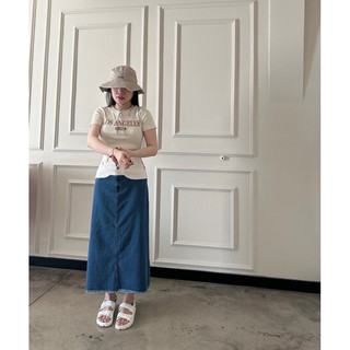 SET CROP CHỮ CHÂN VÁY MIDI JEAN PHỐI EO