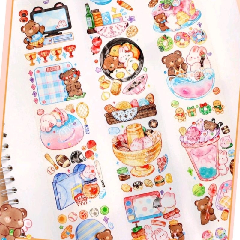 Chiết washi tape khung ghi chú chủ đề gấu và thỏ