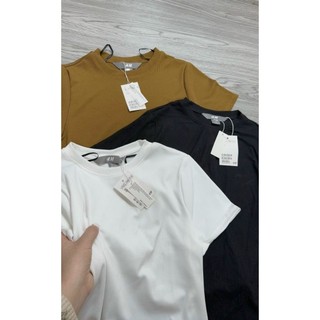 SÉT 3 ÁO THUN TĂM TAY CỘC  CỔ TRÒN Chất tăm co dãn thoải mái Cho mùa hè Full SiZe