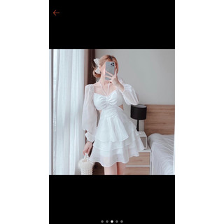 Váy trắng thiên nga màu xanh min siêu xink.