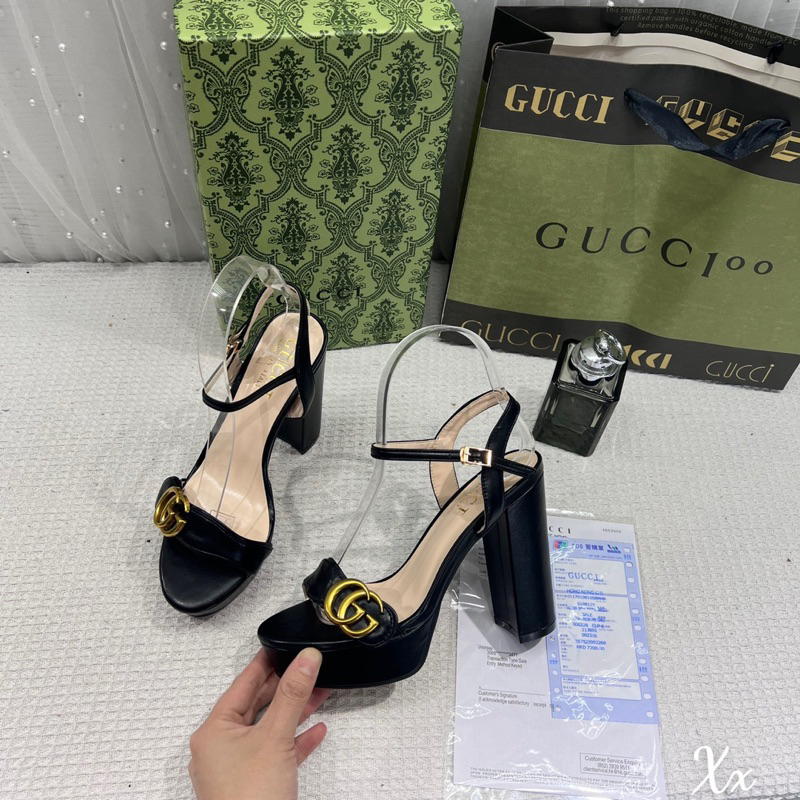 Sandal cao gót gucci đế đúp gót trụ