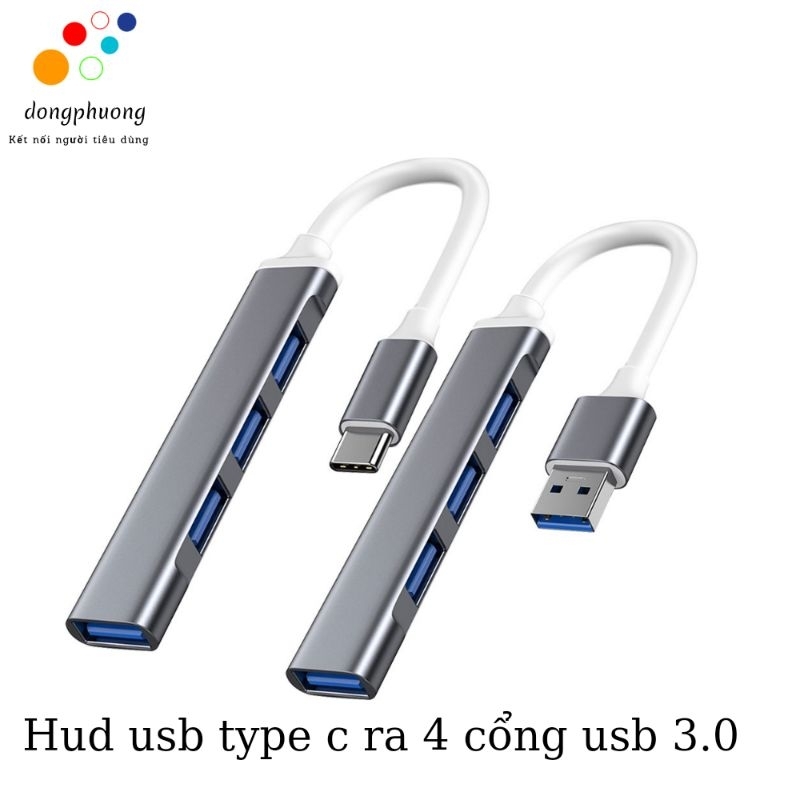 Bộ chia hud usb type C ra 4 cổng usb 3.0 dành cho pc laptop điện thoại tốc độ cao bằng hợp kim
