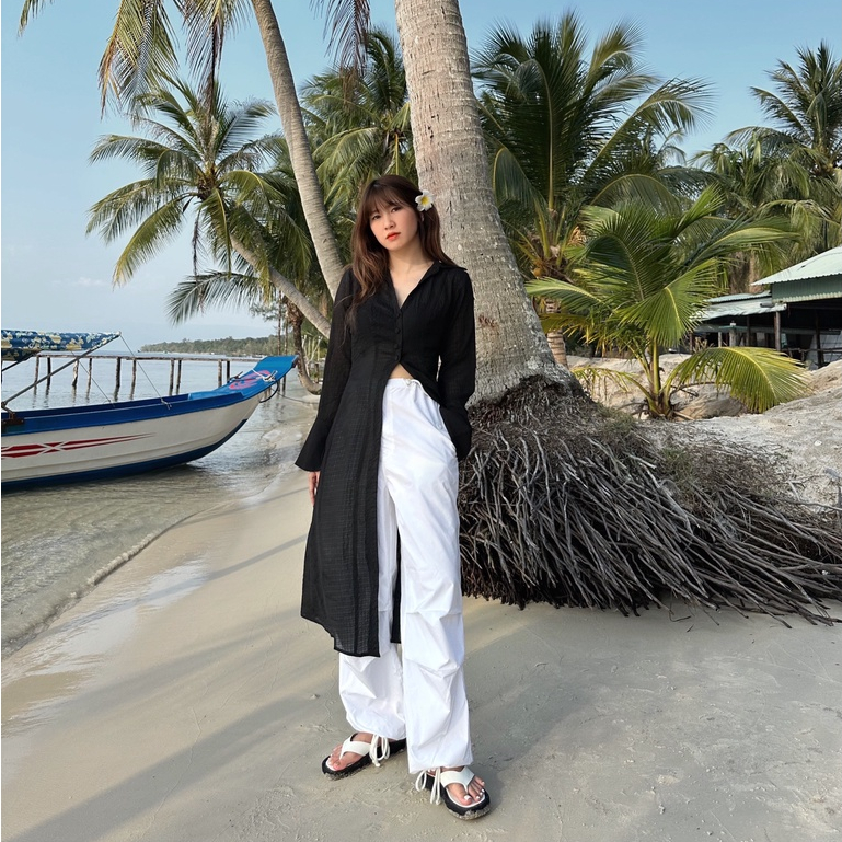 Áo sơ mi Miia tà dài có thể làm áo khoác | BigBuy360 - bigbuy360.vn