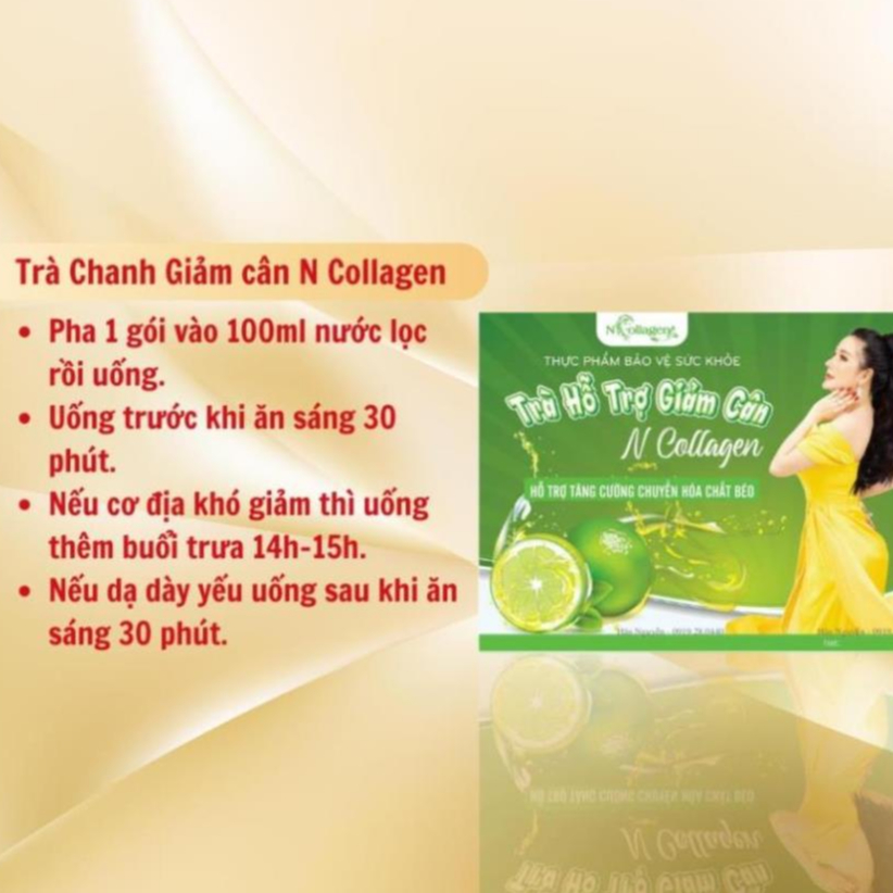 Trà giảm cân vị chanh an toàn hiệu quả Ncollagen 15 gói