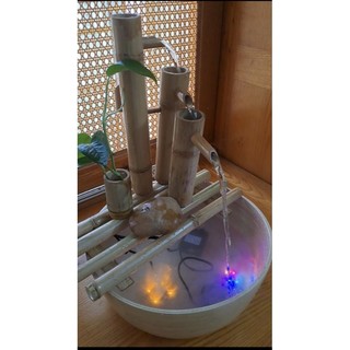 Thác nước tre phong thủy mini để bàn-13