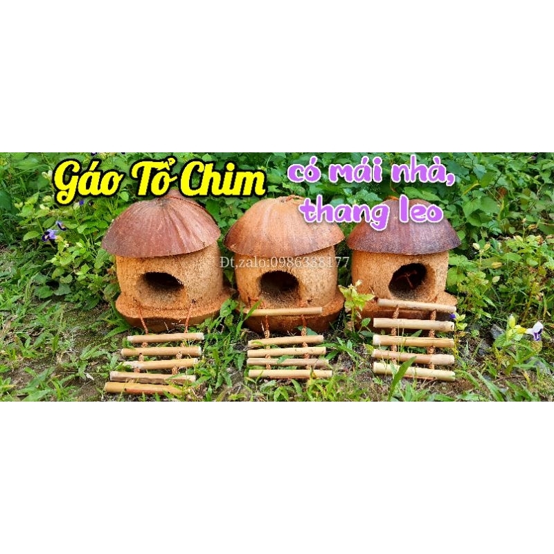 Gáo Tổ Chim 'VIP' CÓ MÁI NHÀ/Nhà Cho Chim/Tổ Chim Vip