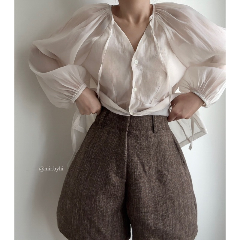 mir.byhi: Choco Shorts: Quần đùi lưng cao hách eo