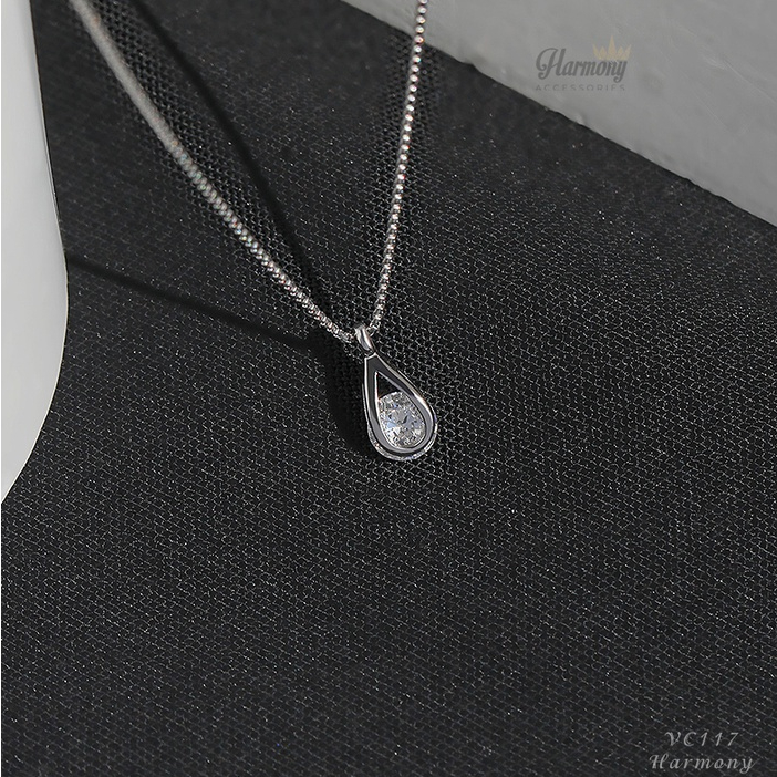 Dây chuyền nữ bạc mặt hình giọt lệ đính đá nhân tạo tear of love 2 | HARMONY ACCESSORIES VC117