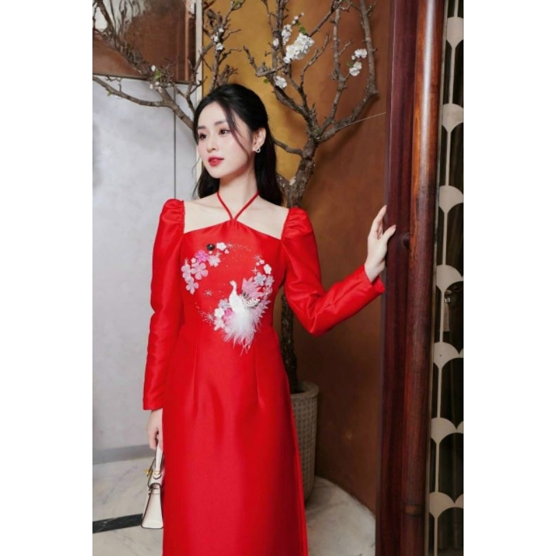 Áo dài ogana đính kết cao cấp đẹp sang chảnh hàng thiết kế đẹp áo dài cao cấp giá rẻ